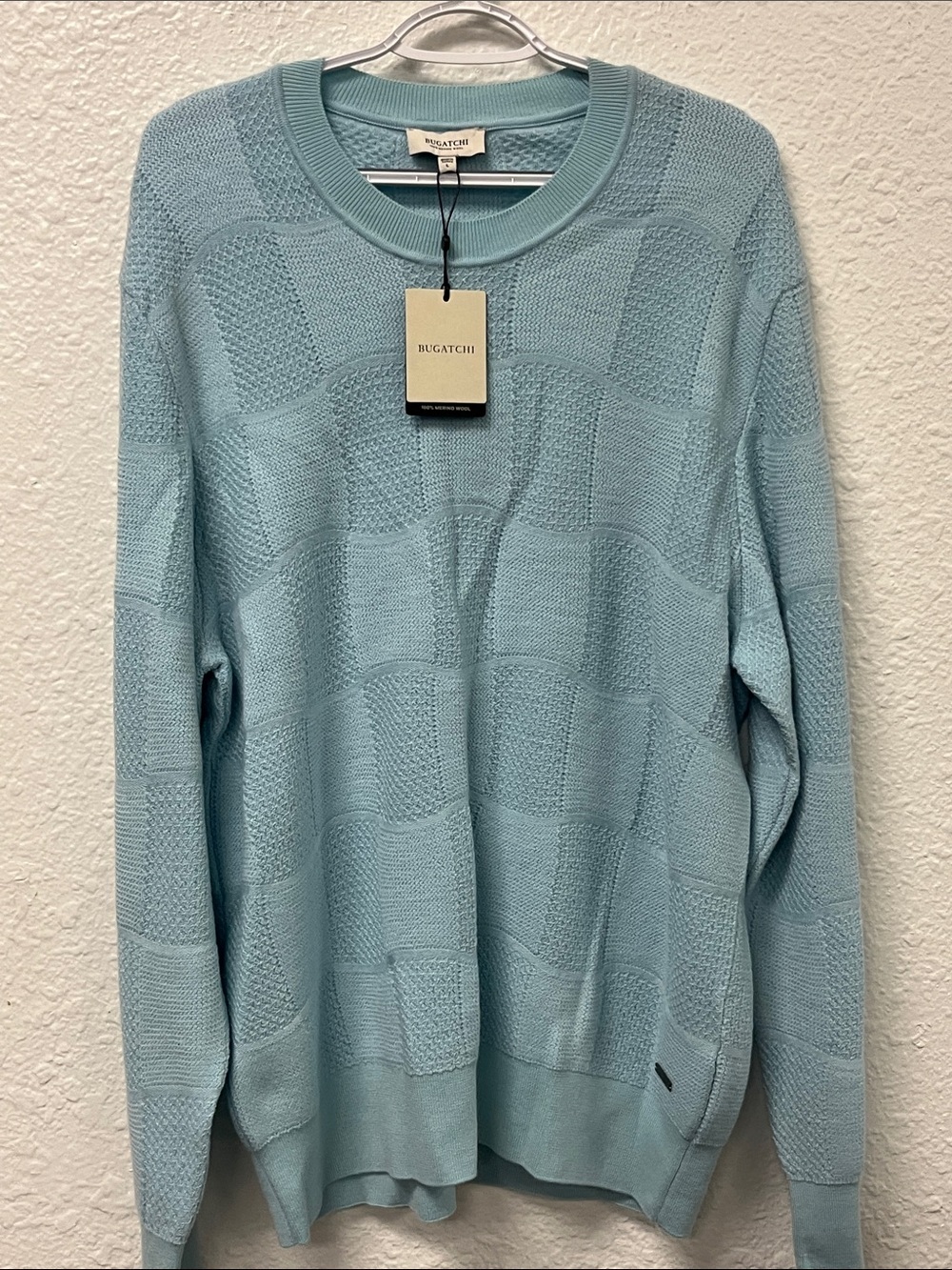 Bugatchi Sky Blue Textured Crewneck Sweater
-#1191